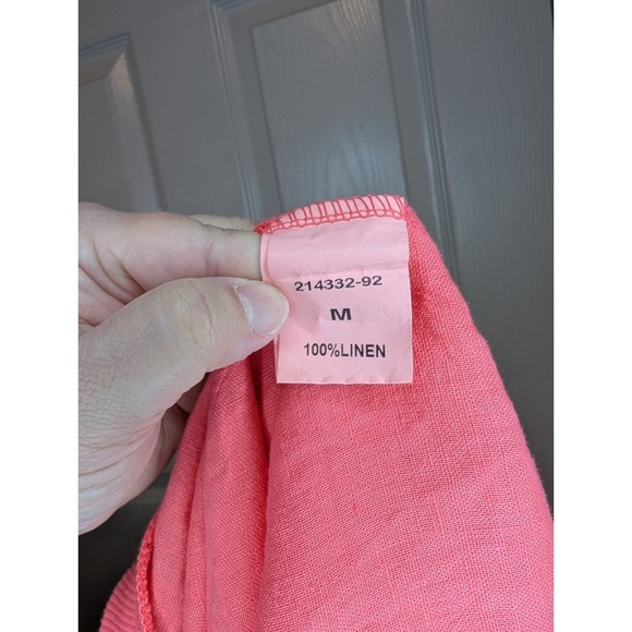 Kaktus Sleeveless Blouse Women's Size M 100% Linen Handmade Italy Coral NWT - Picture 4 of 5
